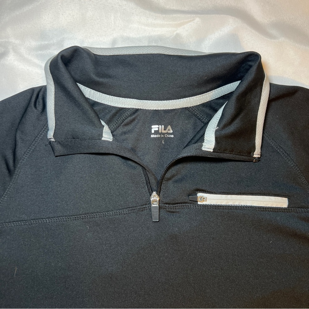 Fila Men’s Black and Gray Zip Top Performance Pullover Size‎ Large - Picture 3 of 15